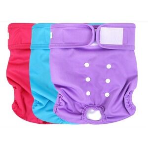 3pc Wegreeco Reusable Female Dog Diapers Sz Small Solid Heat Period Adjustable‎